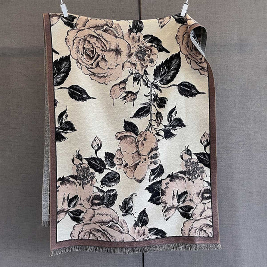 Rose Pattern Reversible Jacquard Scarf