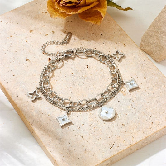 Women Adjustable Double Layered Gold Chain Bracelet