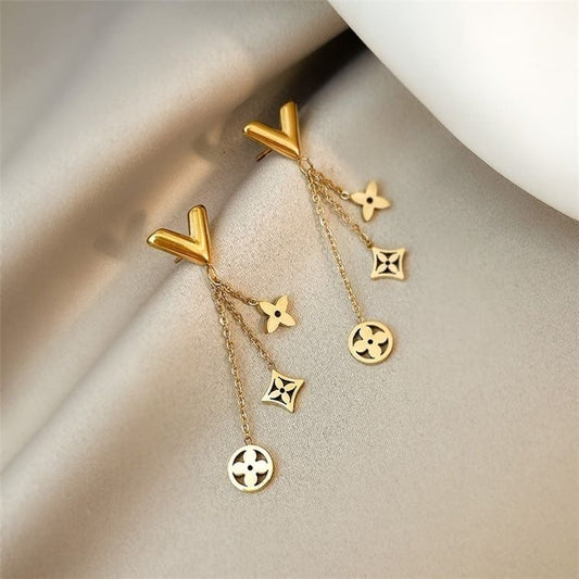 14K Gold Plated Tassel Dangle Women's Earrings