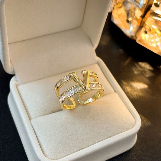 14k Gold Plated Moissanite Diamond Ring